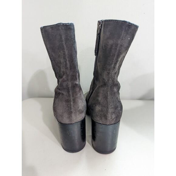Aquatalia Size 8 Isla Boots Suede Ankle Booties Dark Grey Heels Waterproof - Picture 7 of 9